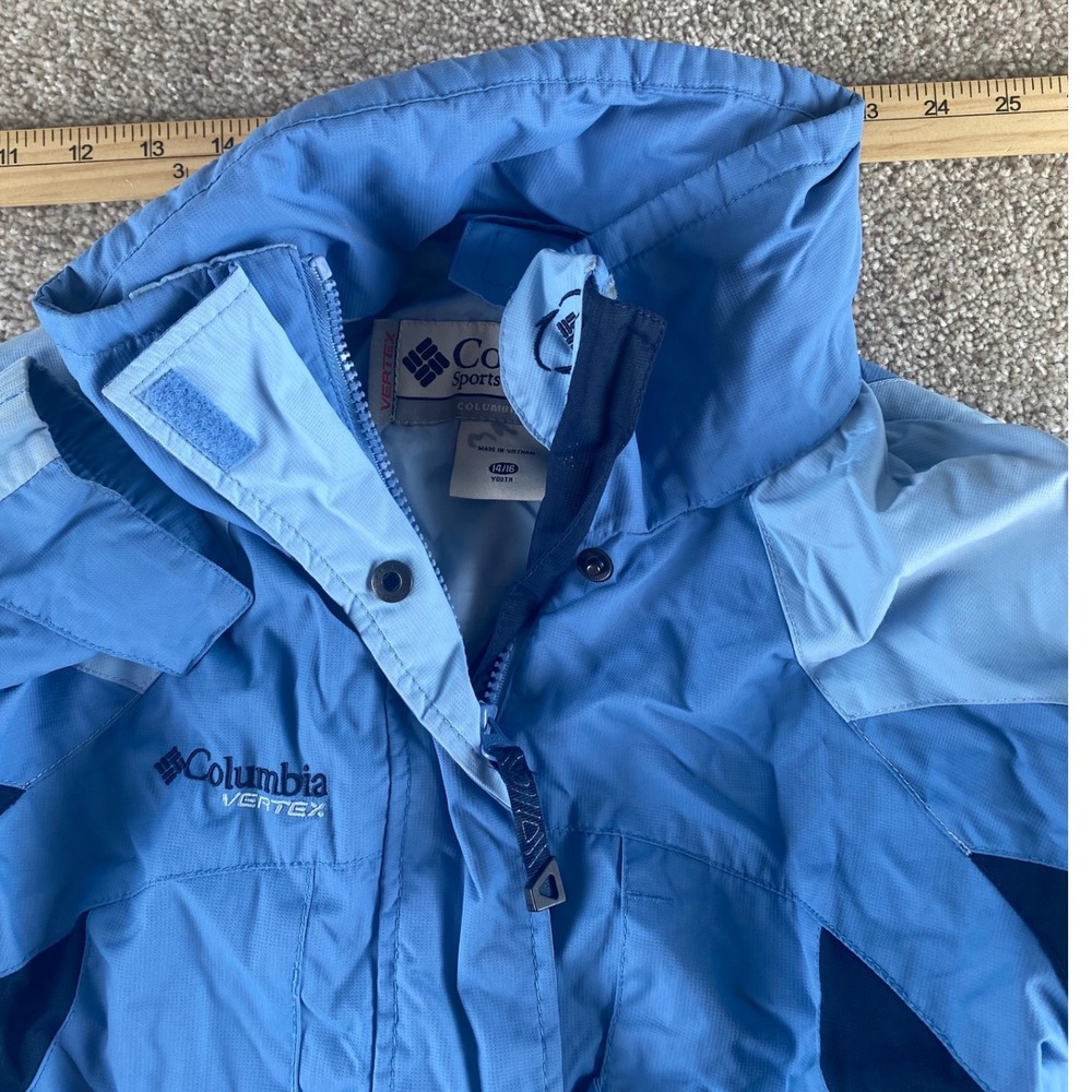 Columbia Vertex Youth Jacket Blue Colorblock Winter Shell Size 14/16 SG7351